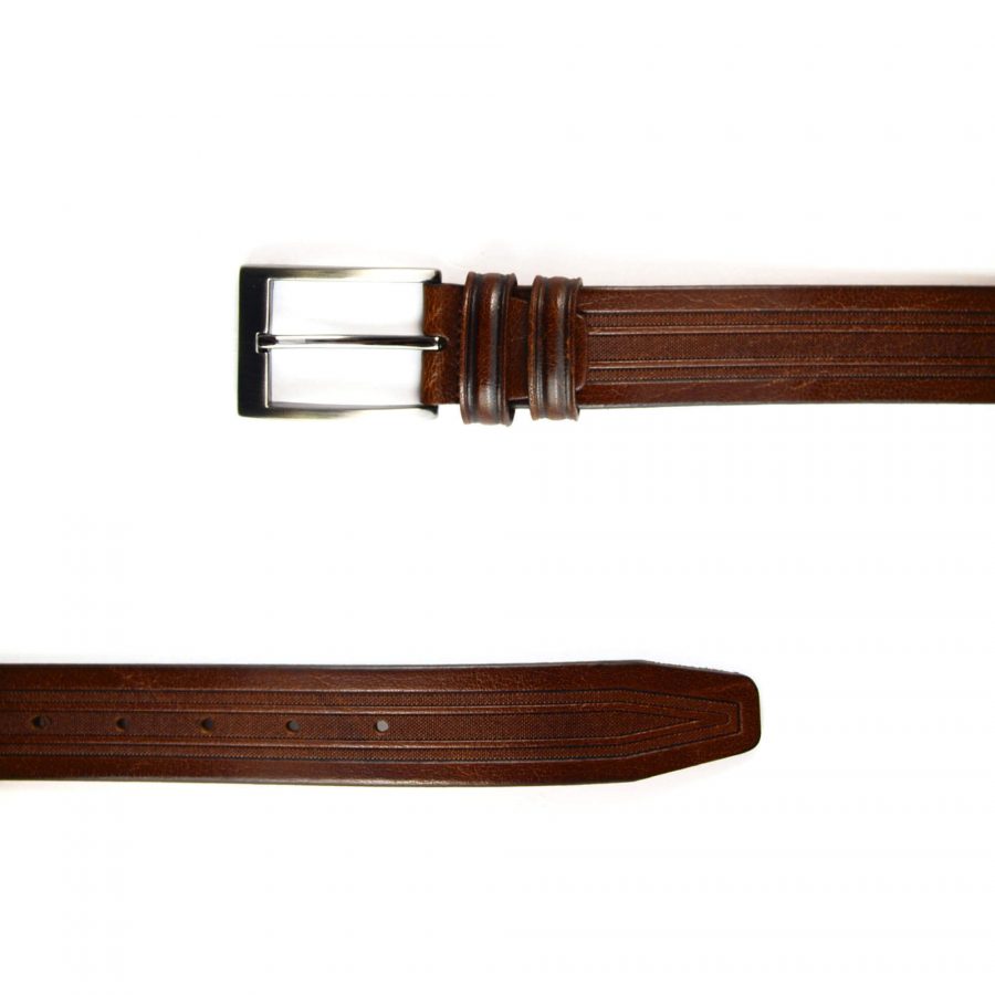 Mens Tan Brown Suede Belt Real Leather 351066 3