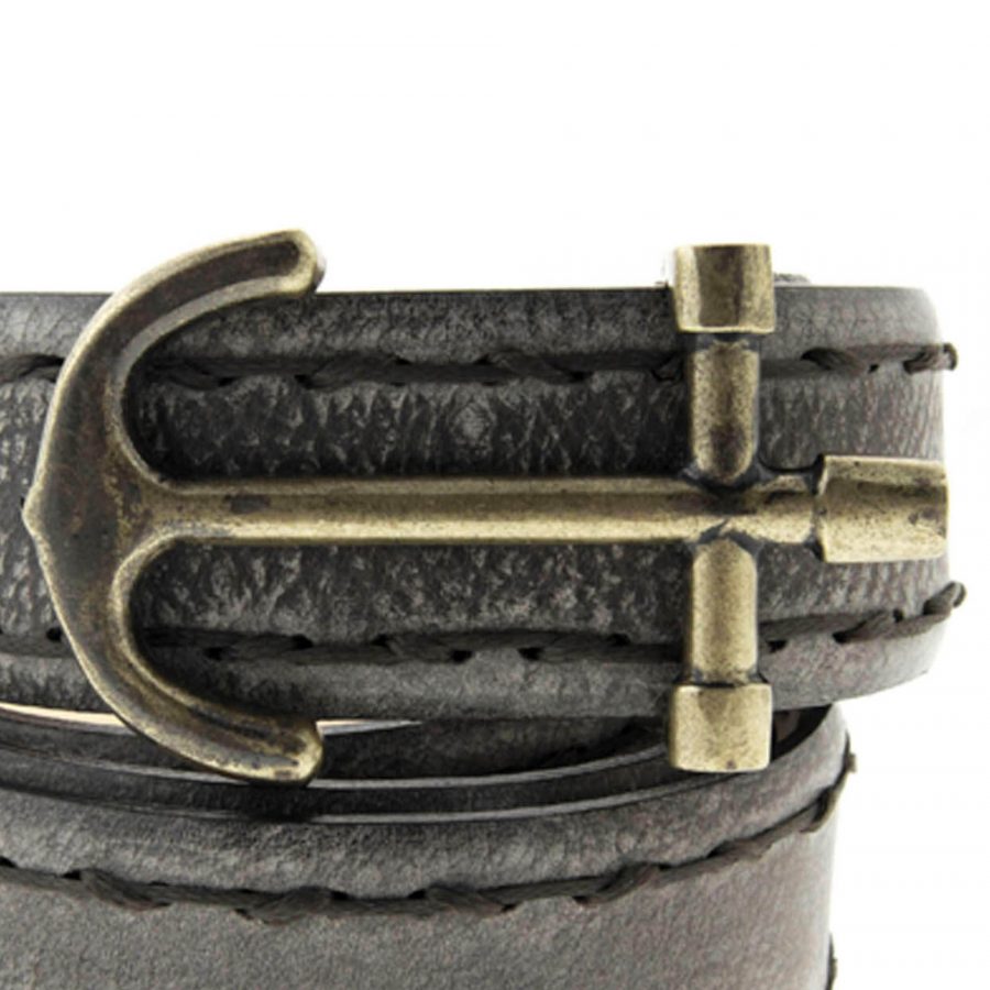 anchor buckle leather belt for men gray 3 5 cm 351147 3
