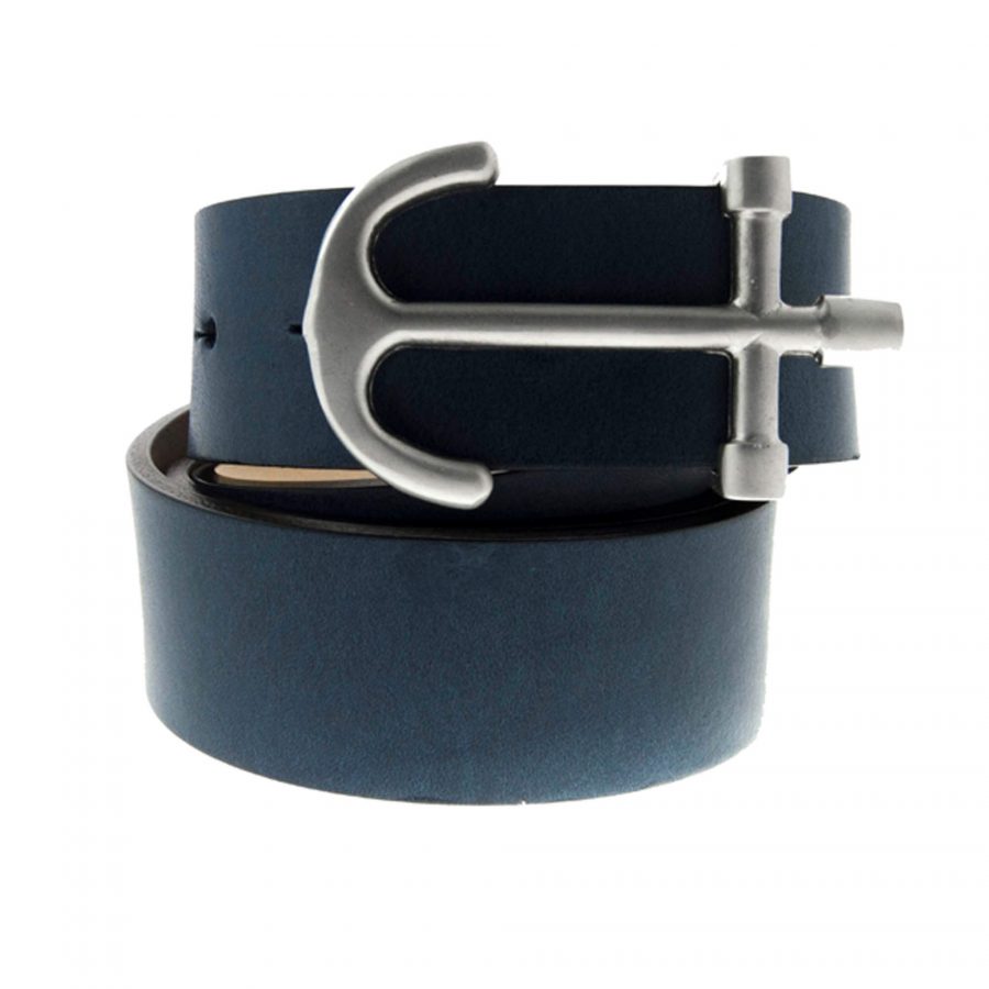 anchor buckle leather belt for men navy blue 351149 1