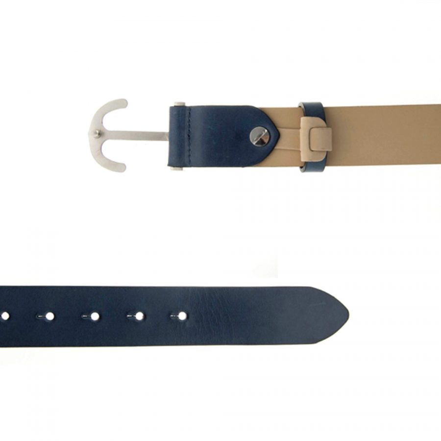 anchor buckle leather belt for men navy blue 351149 2