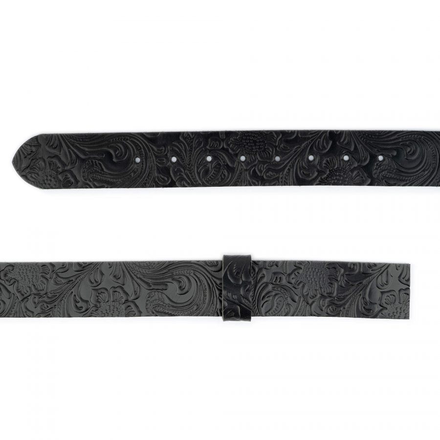 black floral tooled leather belt strap replacement 4 0 cm 2