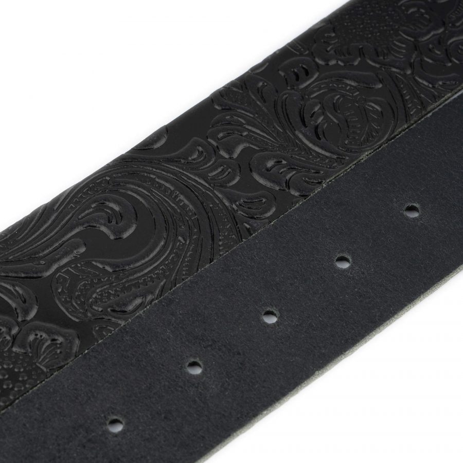 black floral tooled leather belt strap replacement 4 0 cm 3