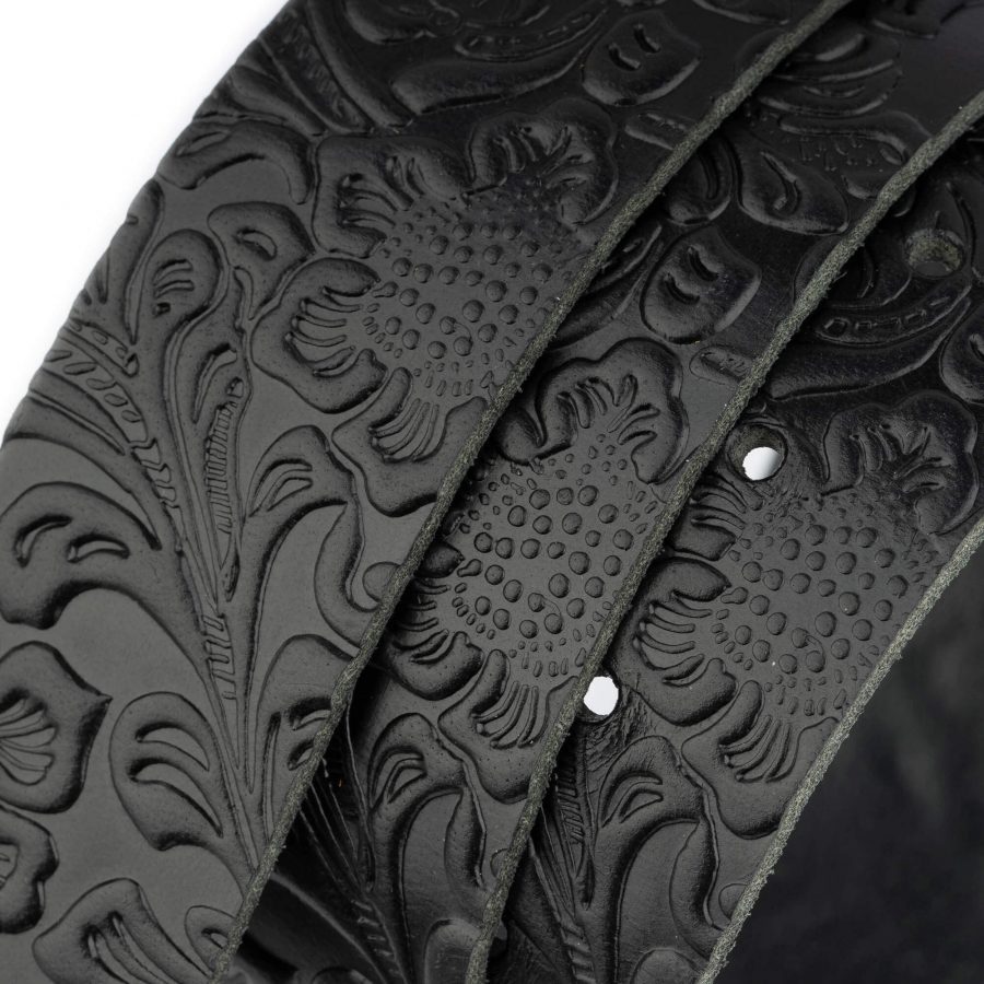 black floral tooled leather belt strap replacement 4 0 cm 4