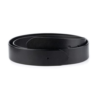 black wide leather strap for belt with hole for buckle 1 1 2 inch 1