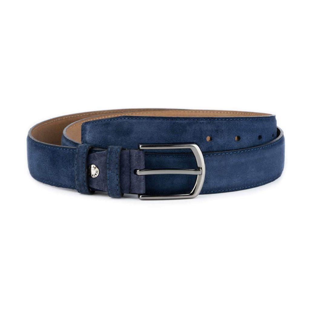 Buy Blue Suede Belt For Jeans - Genuine Leather 1 3/8 Inch Wide