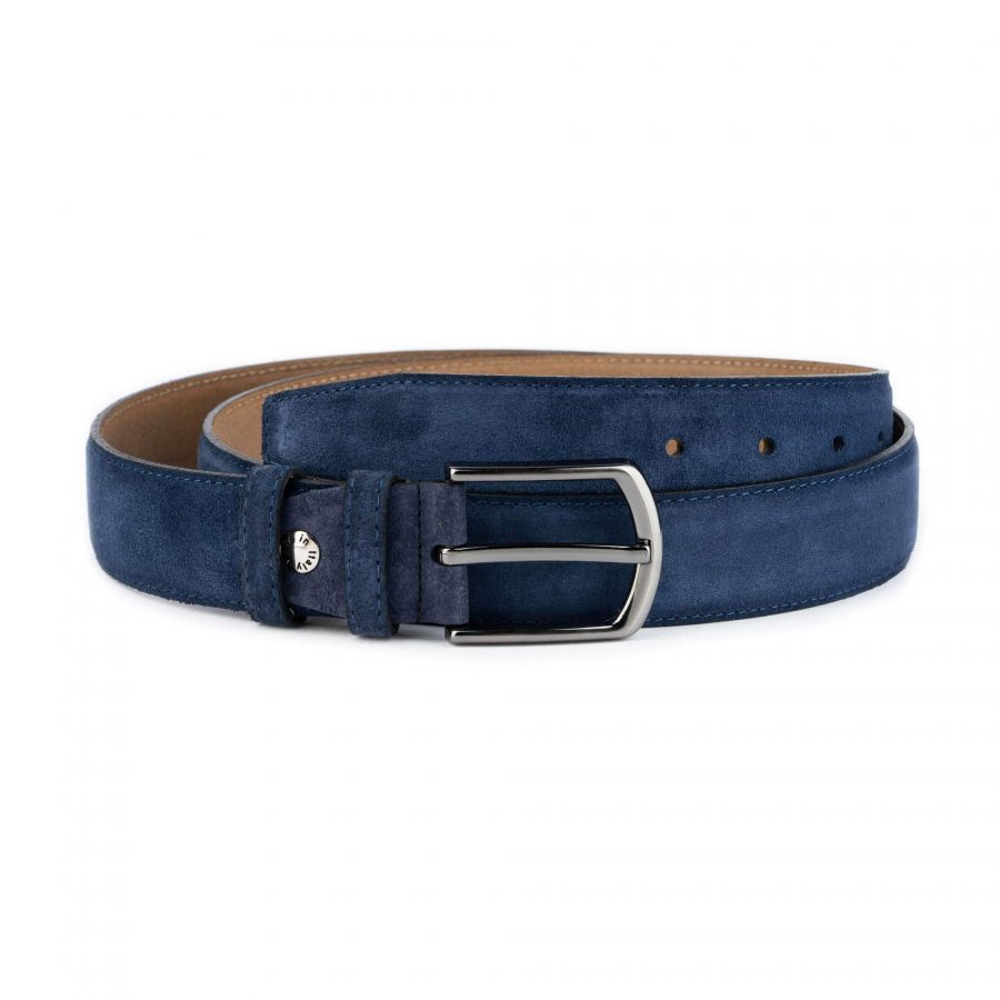 blue suede belt for jeans genuine leather 1 3 8 inch wide 1
