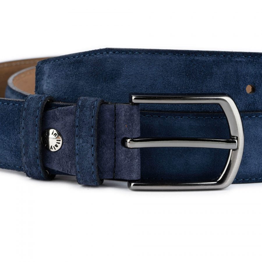 blue suede belt for jeans genuine leather 1 3 8 inch wide 2