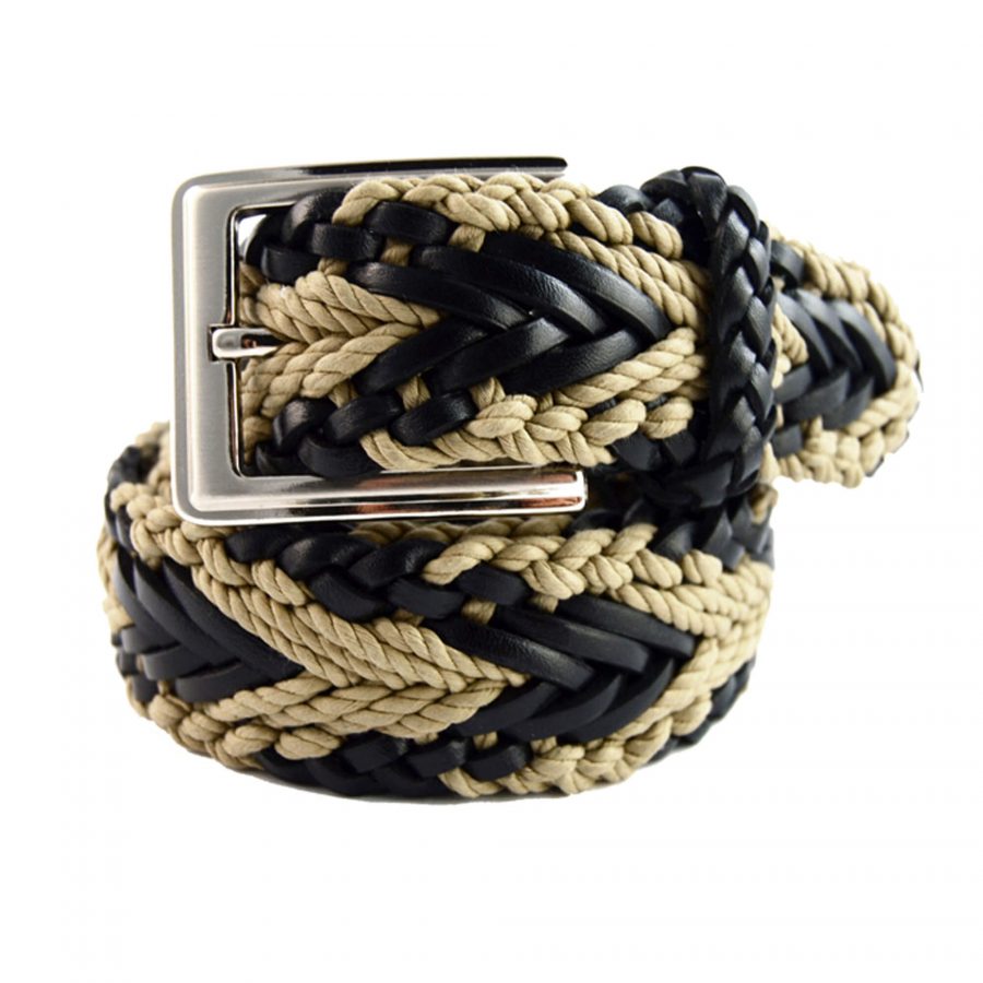 braided belt for shorts men black beige 351007 1