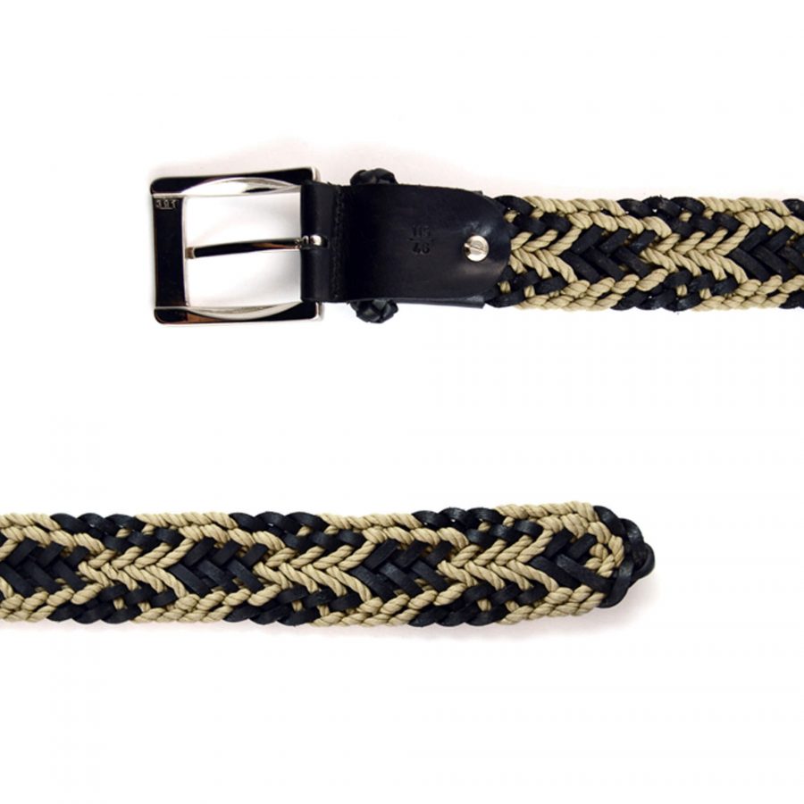 braided belt for shorts men black beige 351007 3