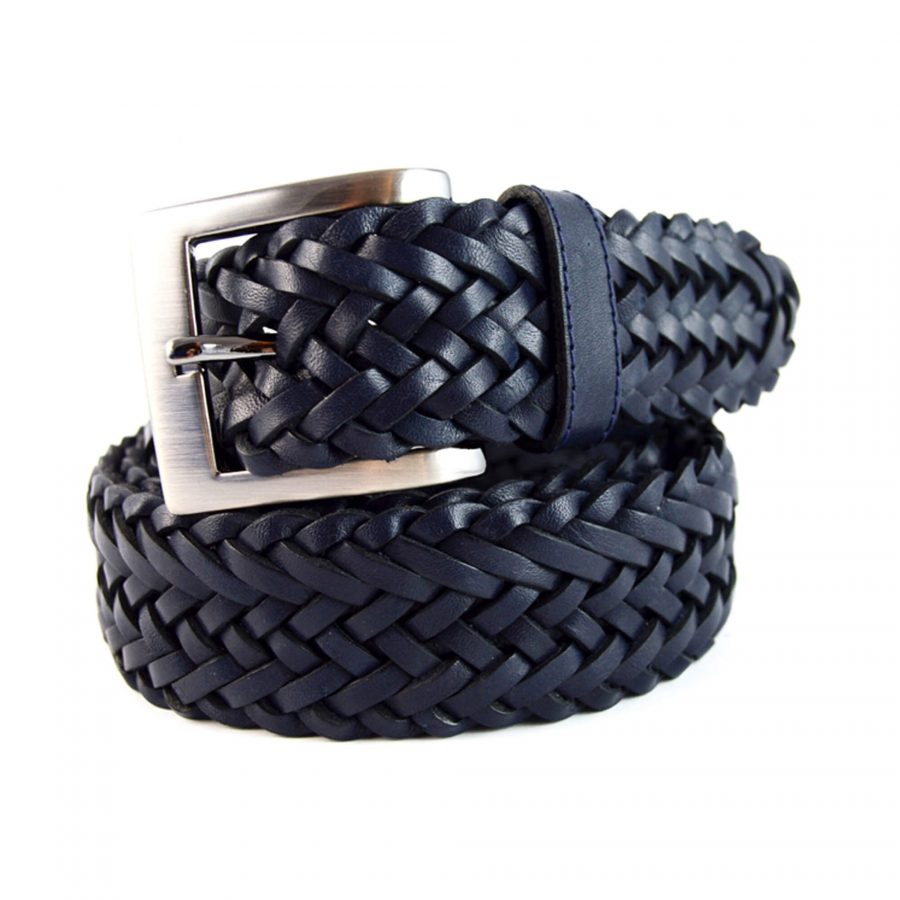 braided dark blue belt for mens pants 351021 1