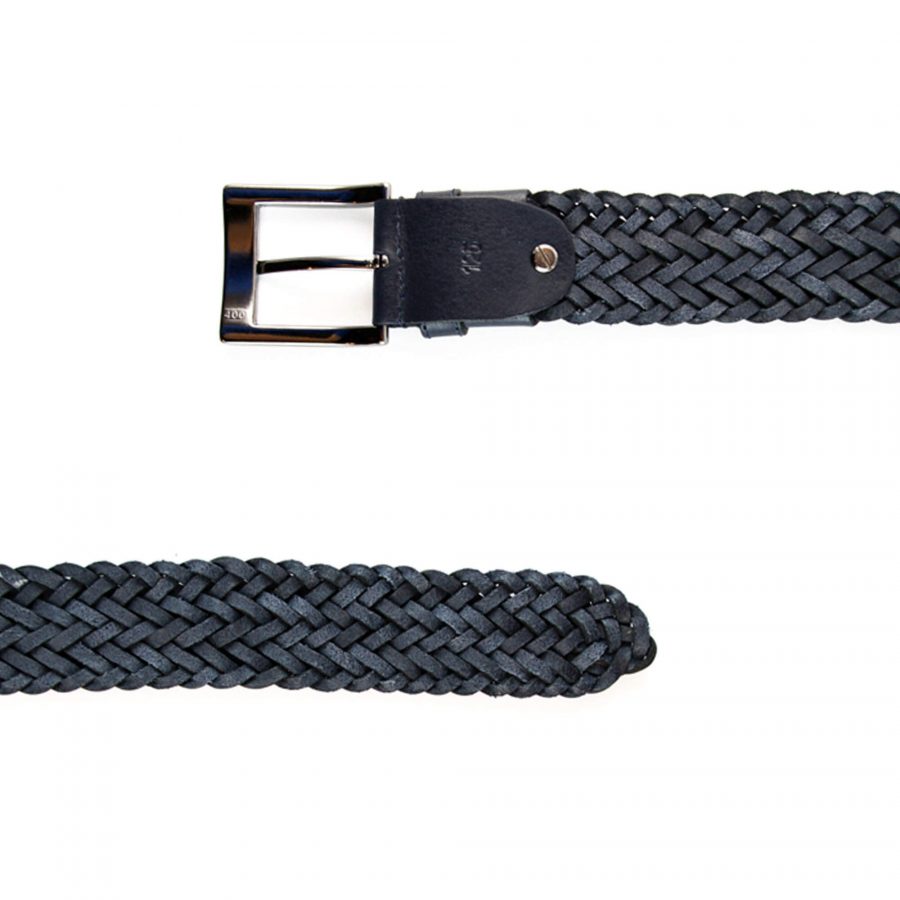 braided dark blue belt for mens pants 351021 2