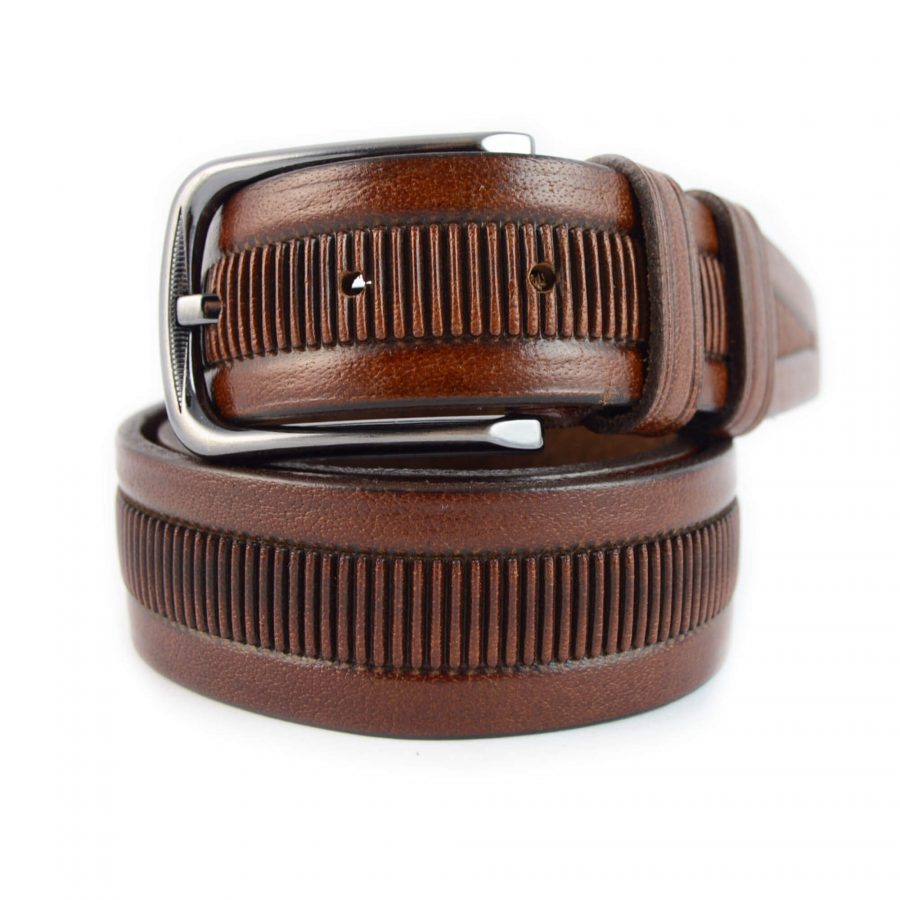 brown belt for chinos genuine leather 351126 1
