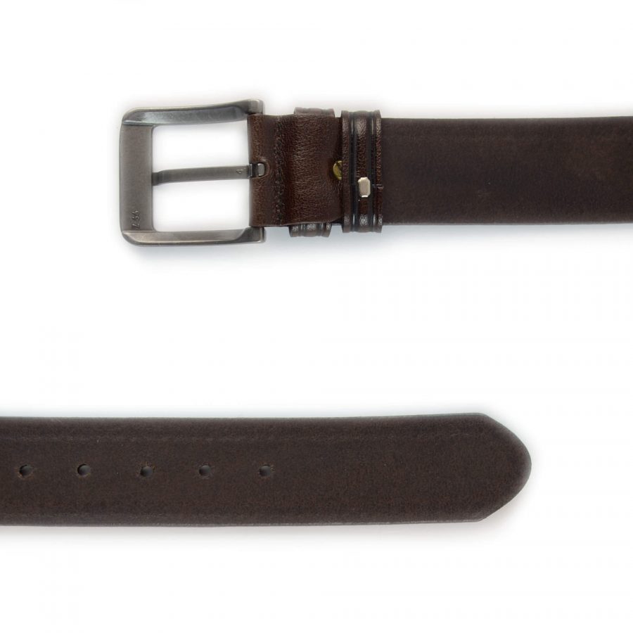 brown calfskin belt with gold buckle 351086 2