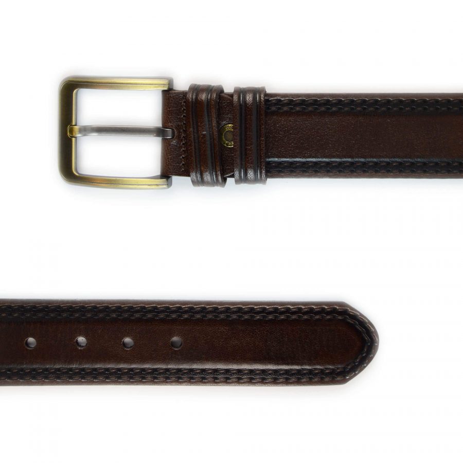 brown calfskin belt with gold buckle 351086 3