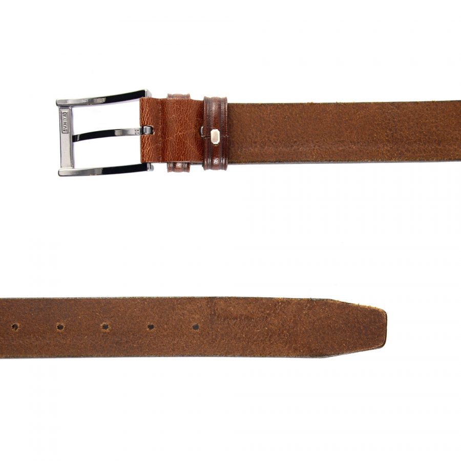brown leather stamped belt for jeans 351107 2