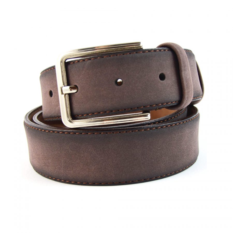 brown nubuck leather belt for men 351047 1