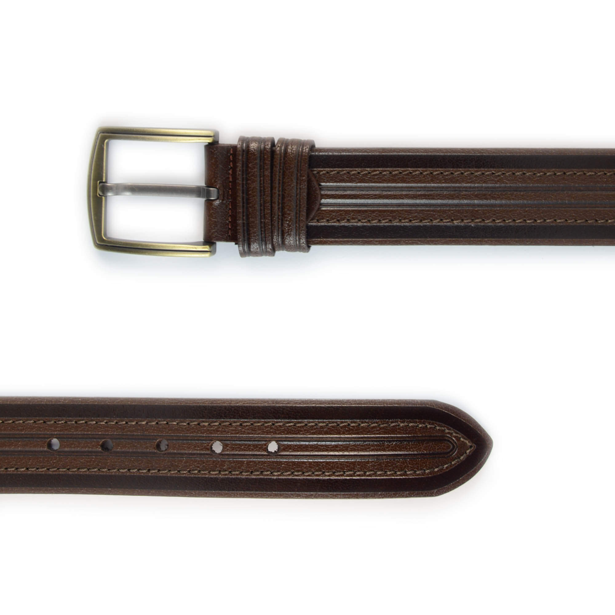 Buy xBrown Stamped Leather Belt With Gold Buckle