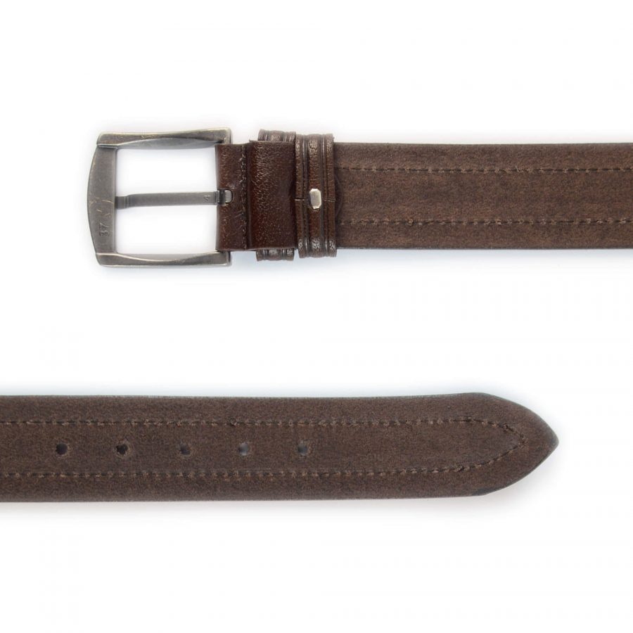 brown stamped leather belt with gold buckle 351130 3