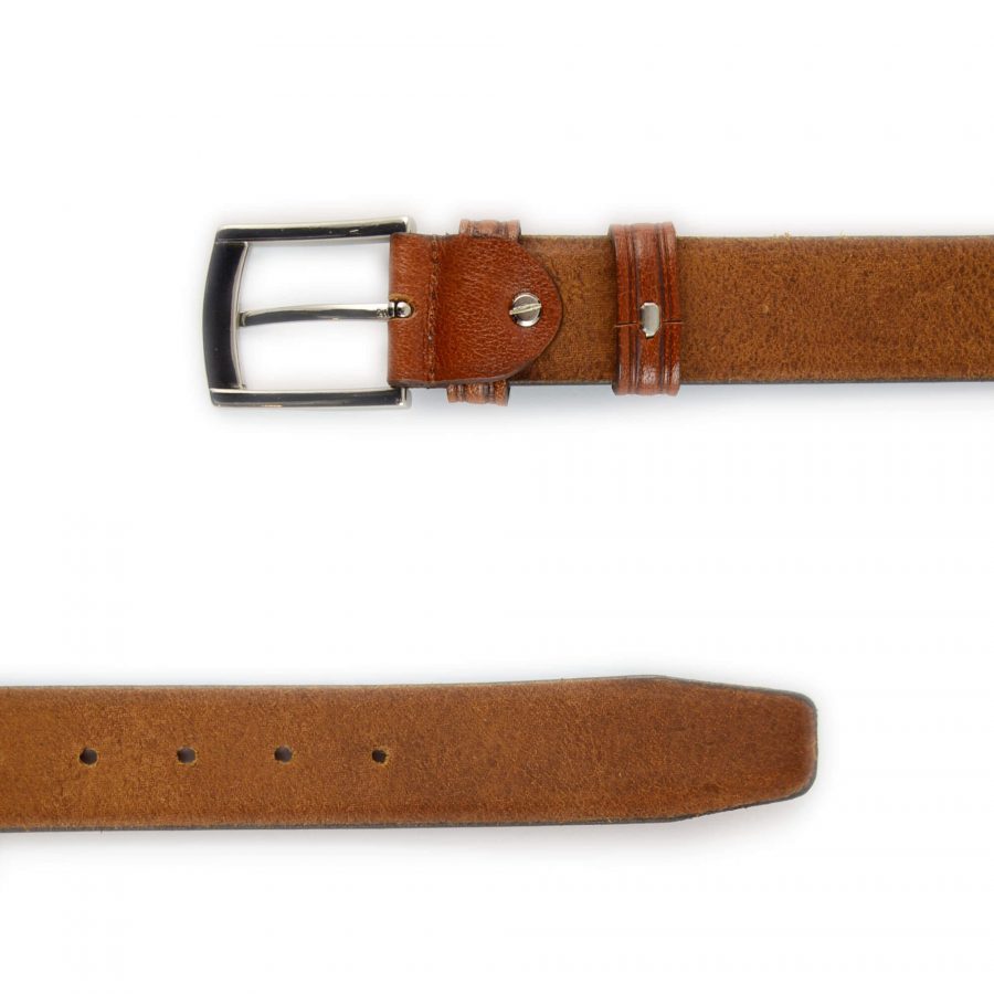 cognac leather stamped belt for men 351096 2
