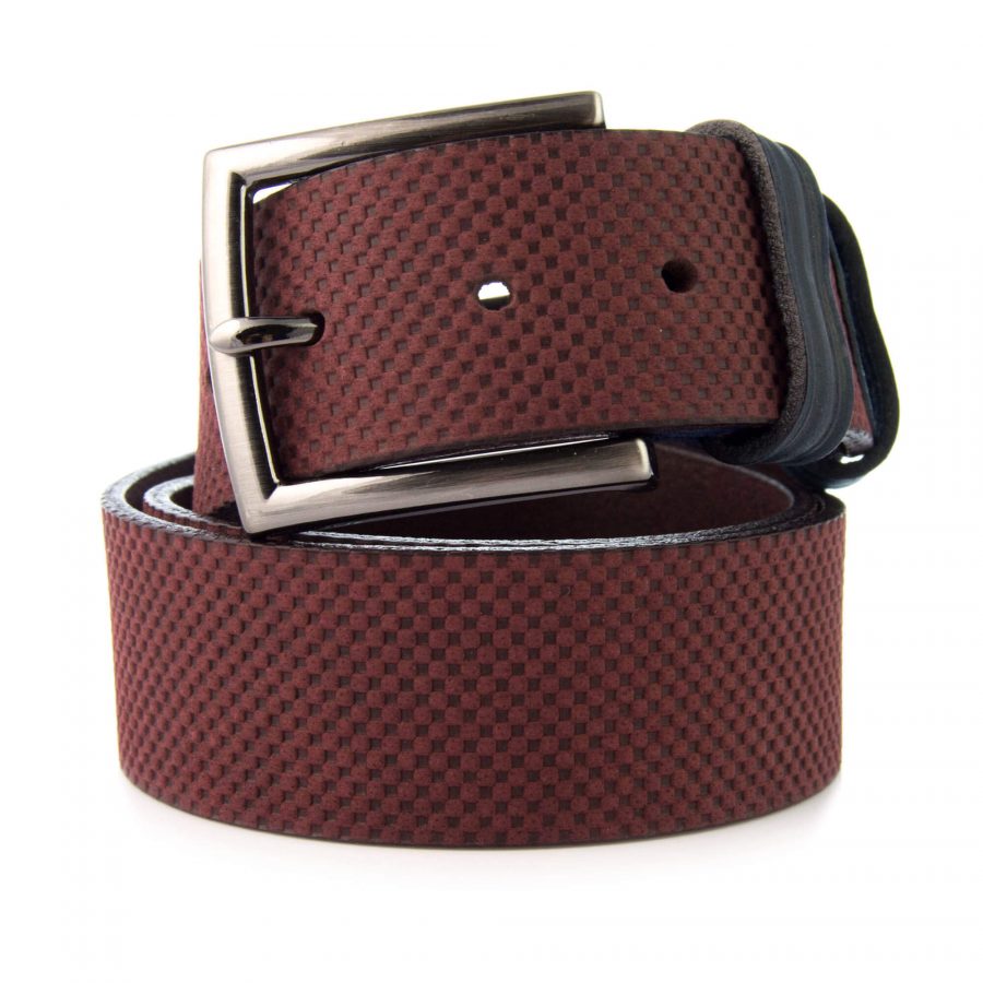 colorful mens belts burgundy suede with blue 401153 1