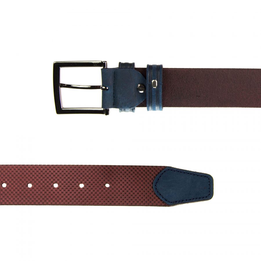 colorful mens belts burgundy suede with blue 401153 2