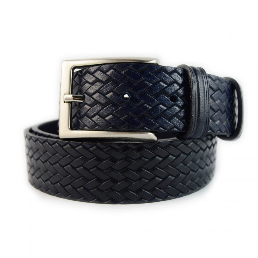 cool mens navy blue leather belt 351116 1