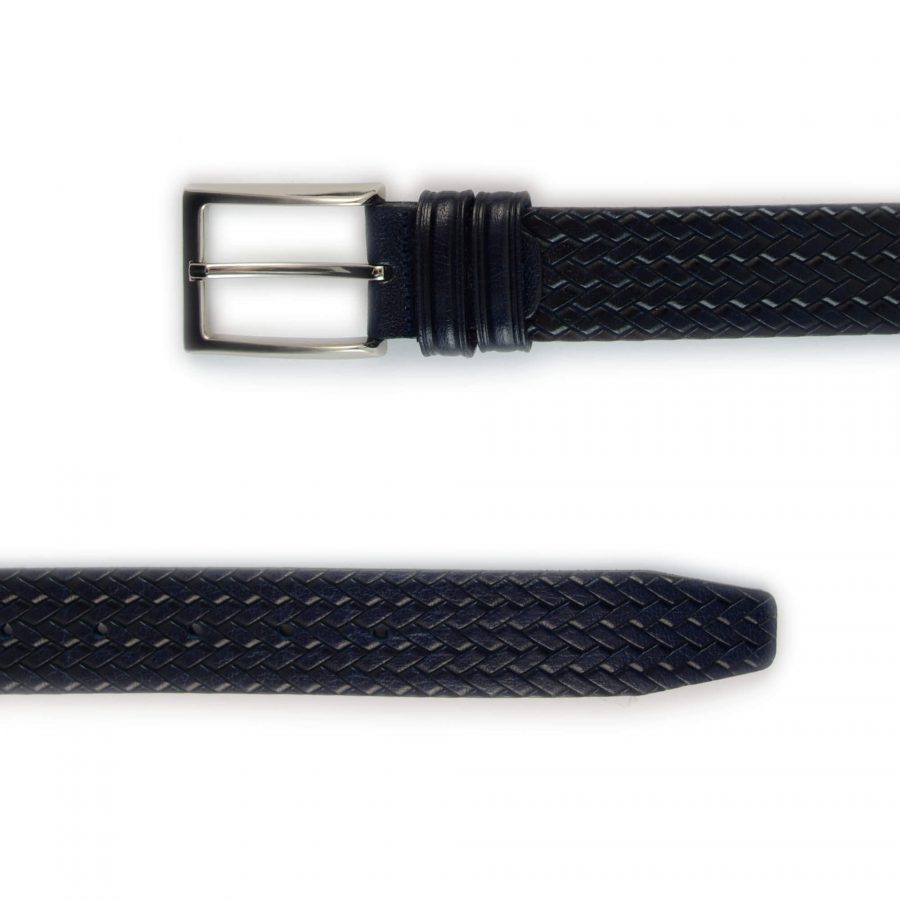 cool mens navy blue leather belt 351116 2