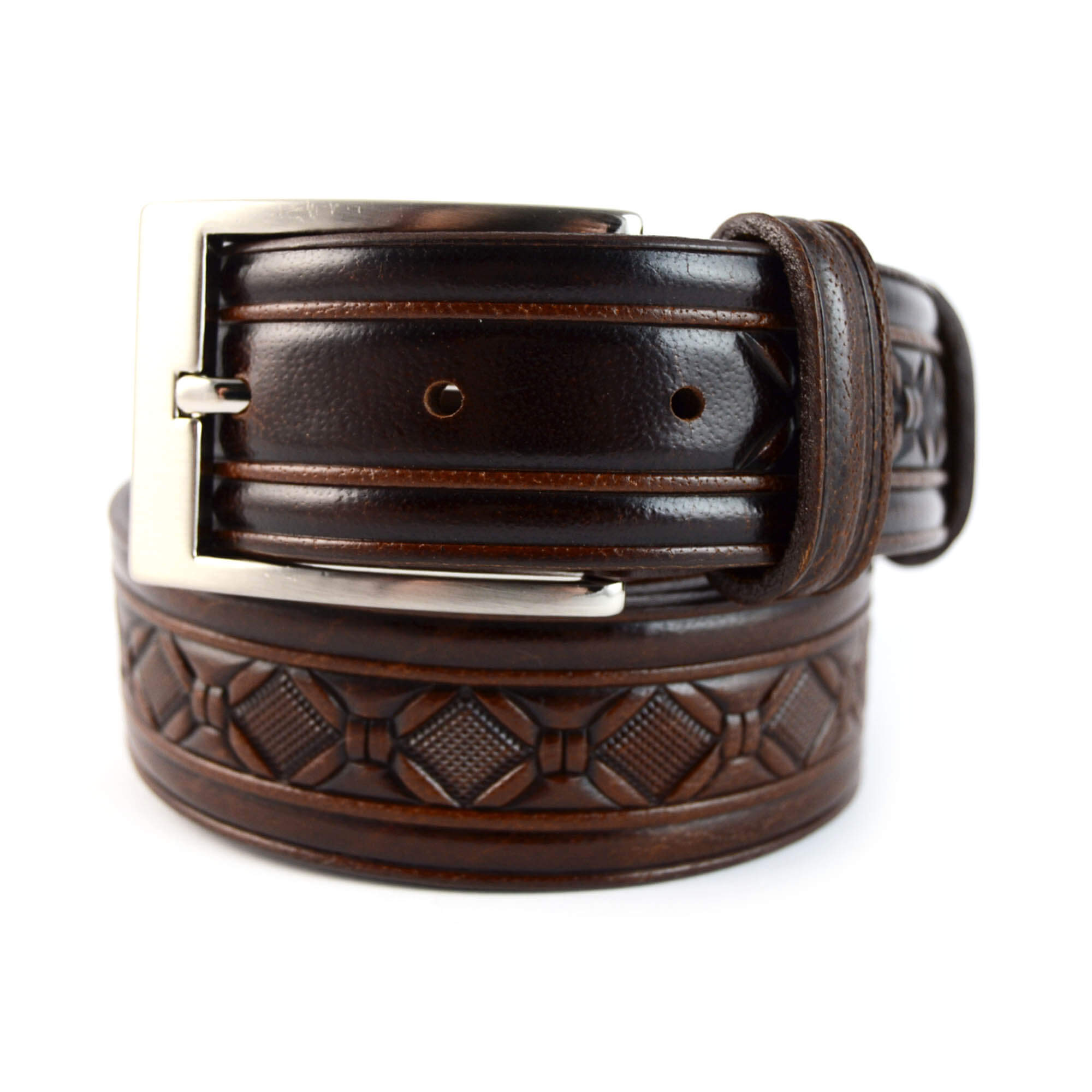Buy Coolest Mens Belt - Brown Embossed Leather