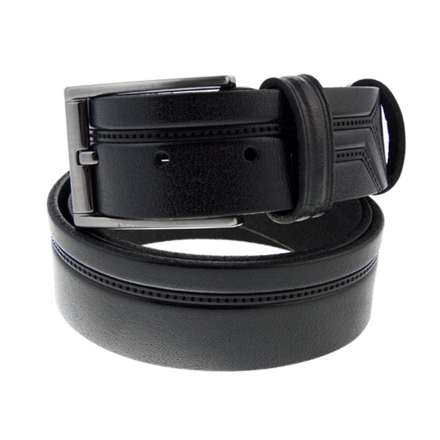 fashion mens belts black embossed leather 351141 1