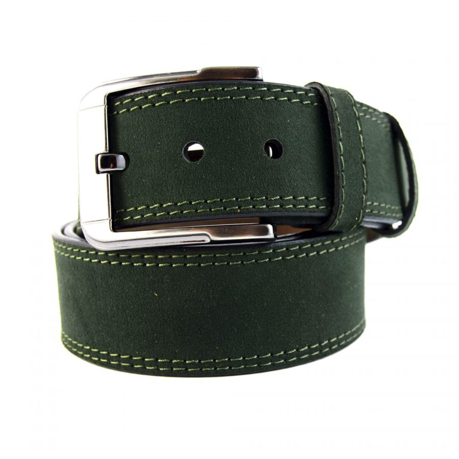 forest green suede belt for men real leather 351048 1