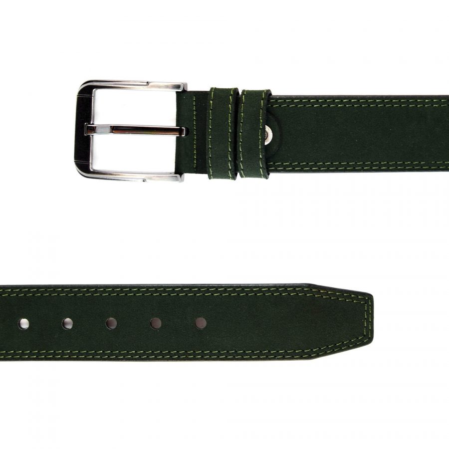 forest green suede belt for men real leather 351048 2