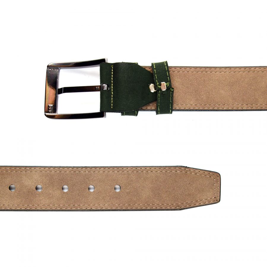 forest green suede belt for men real leather 351048 3