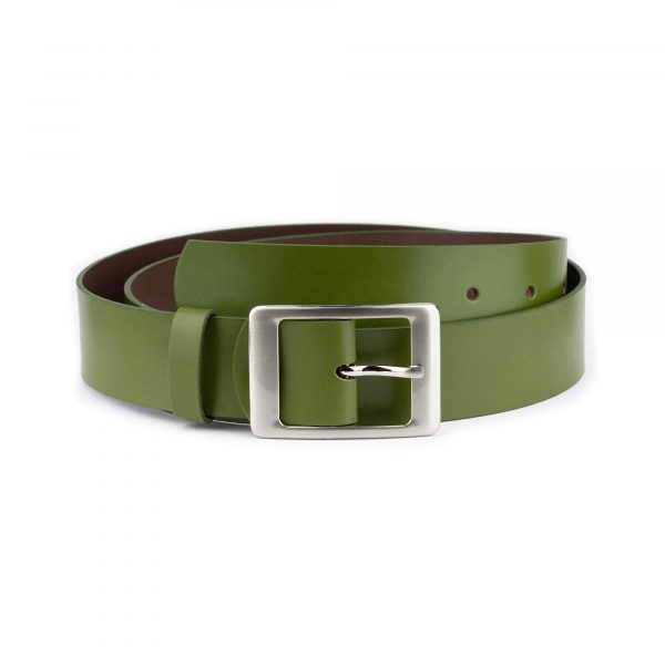 green khaki womens leather belt for dresses 1 1 2 inch wide 1