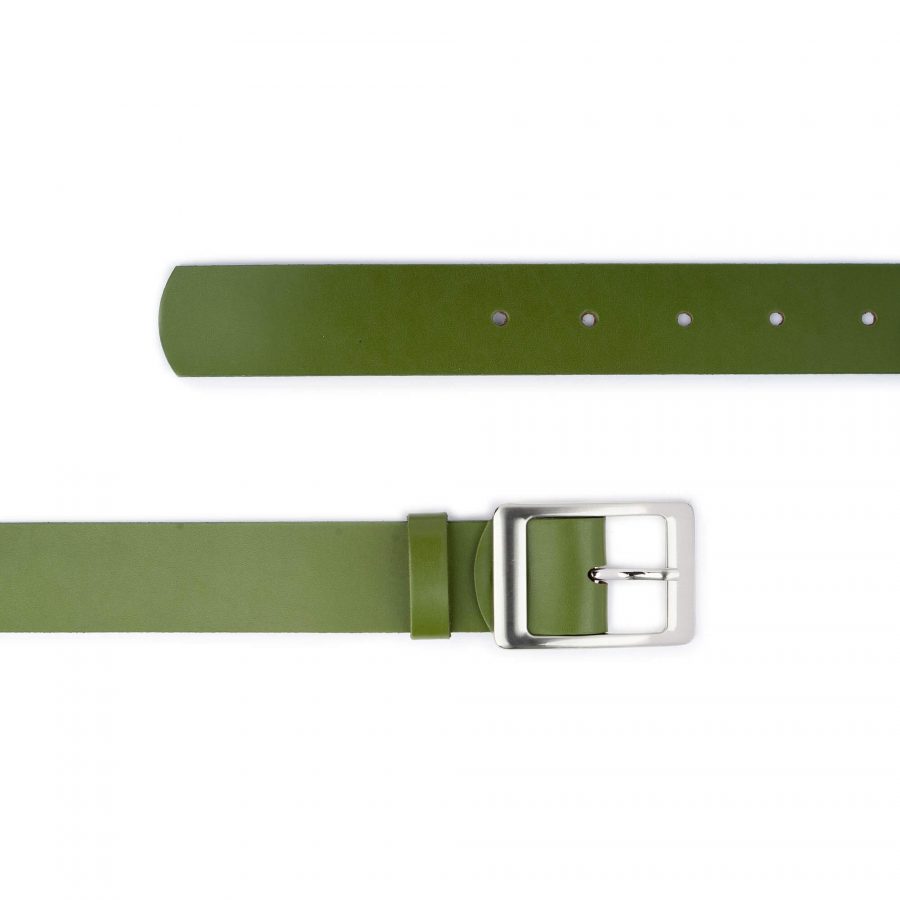 green khaki womens leather belt for dresses 1 1 2 inch wide 2