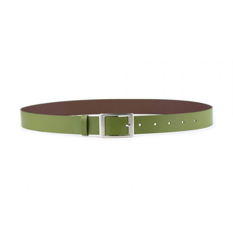 green khaki womens leather belt for dresses 1 1 2 inch wide 7