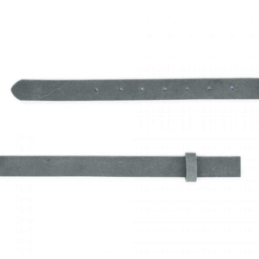 grey crazy horse leather belt strap for buckle 2 5 cm 2