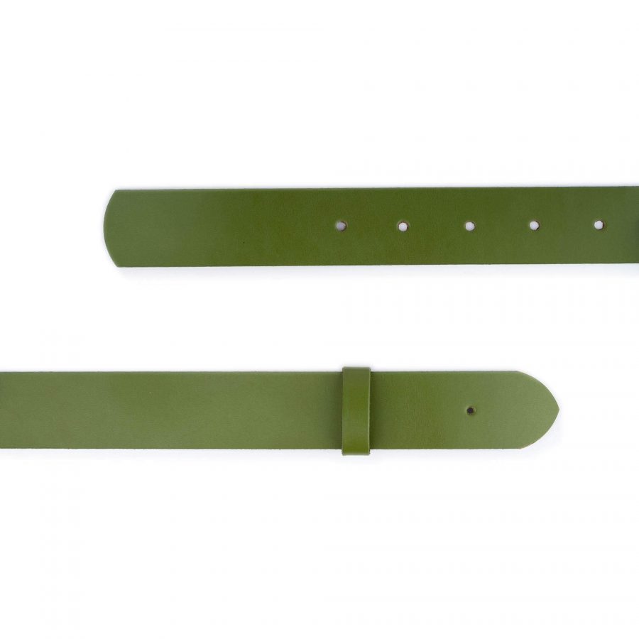 khaki green leather strap for belt with hole for buckle 40 mm 2