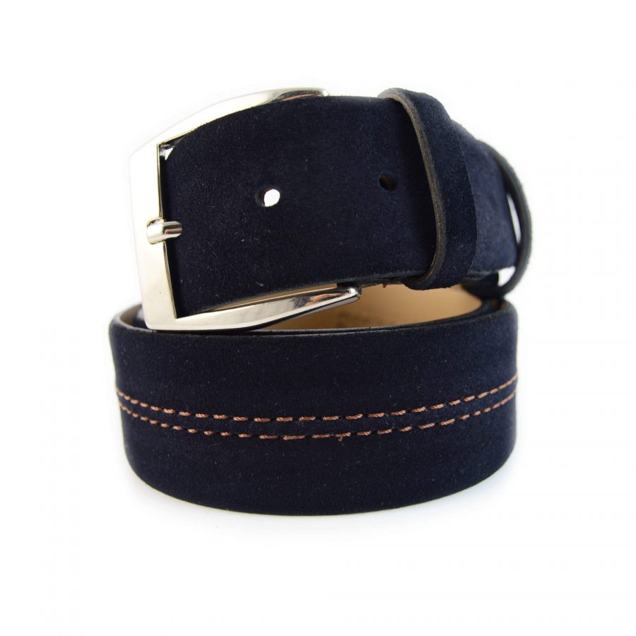 leather belt for mens jeans dark blue suede 351123 1