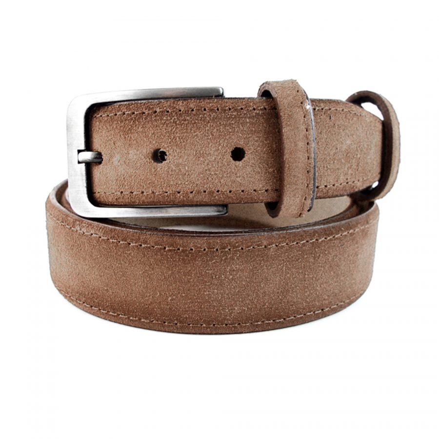 light tan mens belt genuine suede leather 351040 1