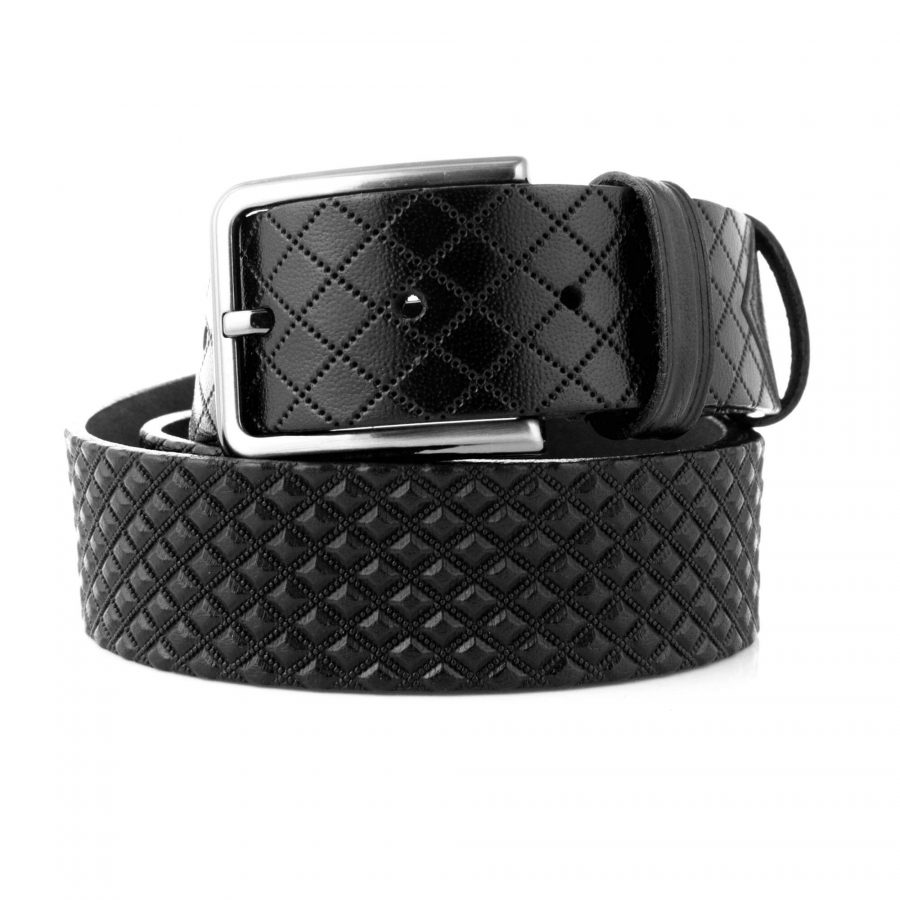 luxury mens belts black quilted leather 351150 1