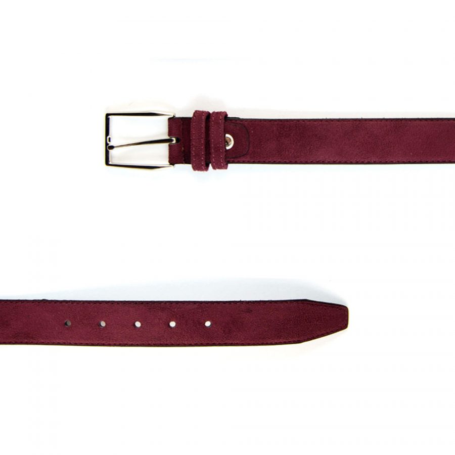 maroon suede belt for men real leather 351041 2