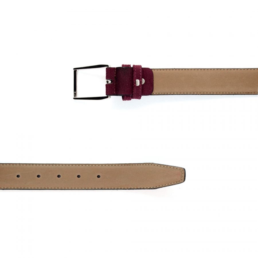 maroon suede belt for men real leather 351041 3