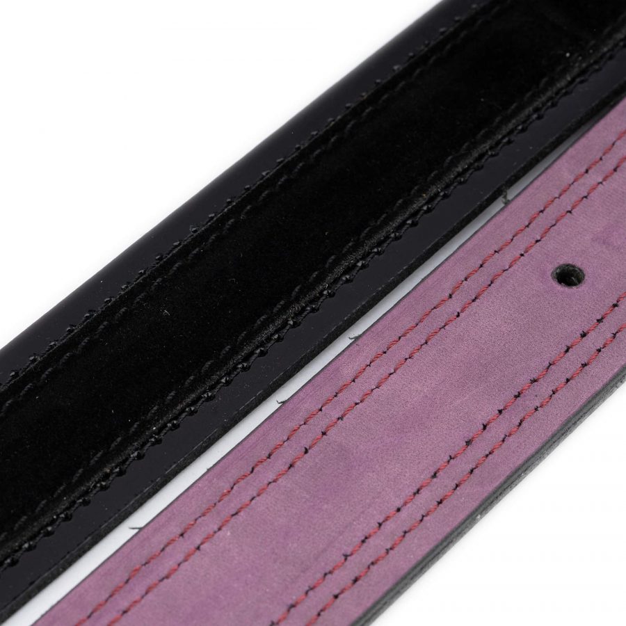 men s belt luxury black suede with patent leather 10
