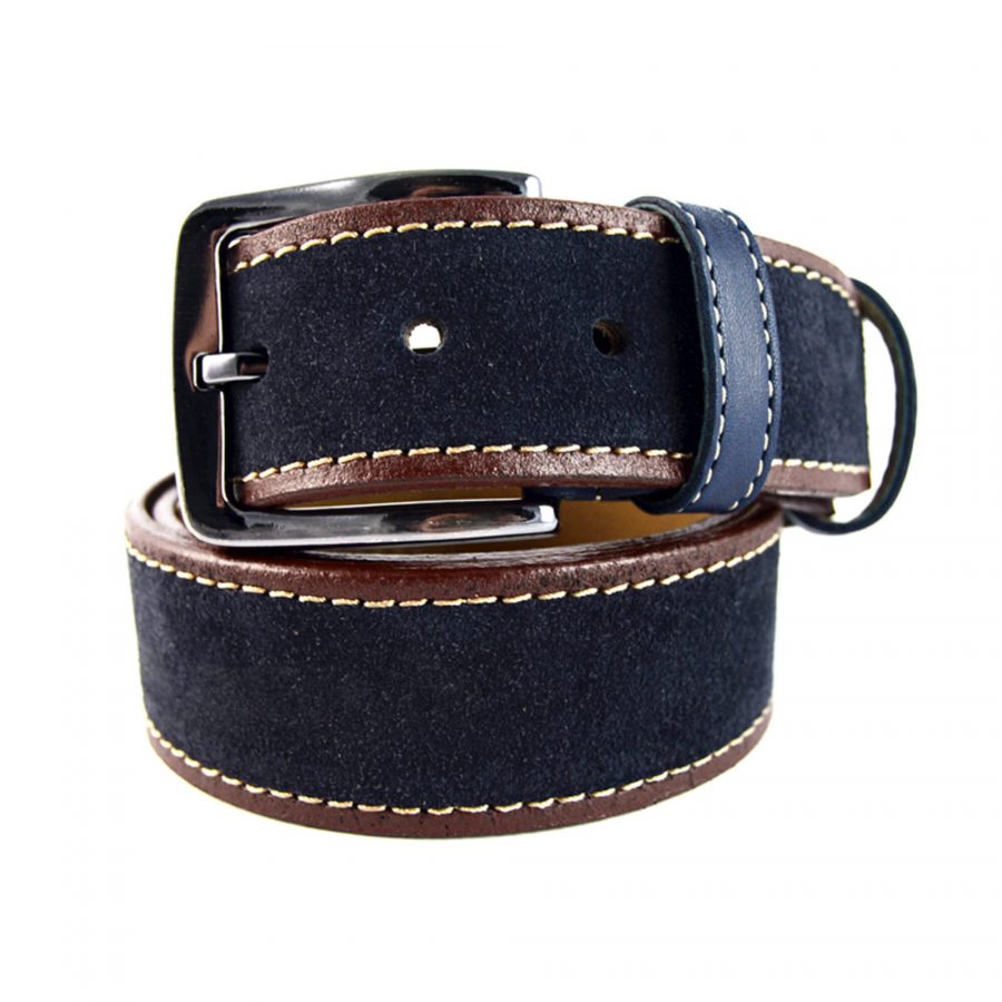 mens belt for blue suit suede leather with brown 351039 1