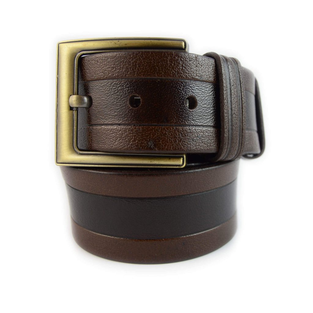 Buy Mens Brown Belt Gold Buckle - LeatherBeltsOnline.com