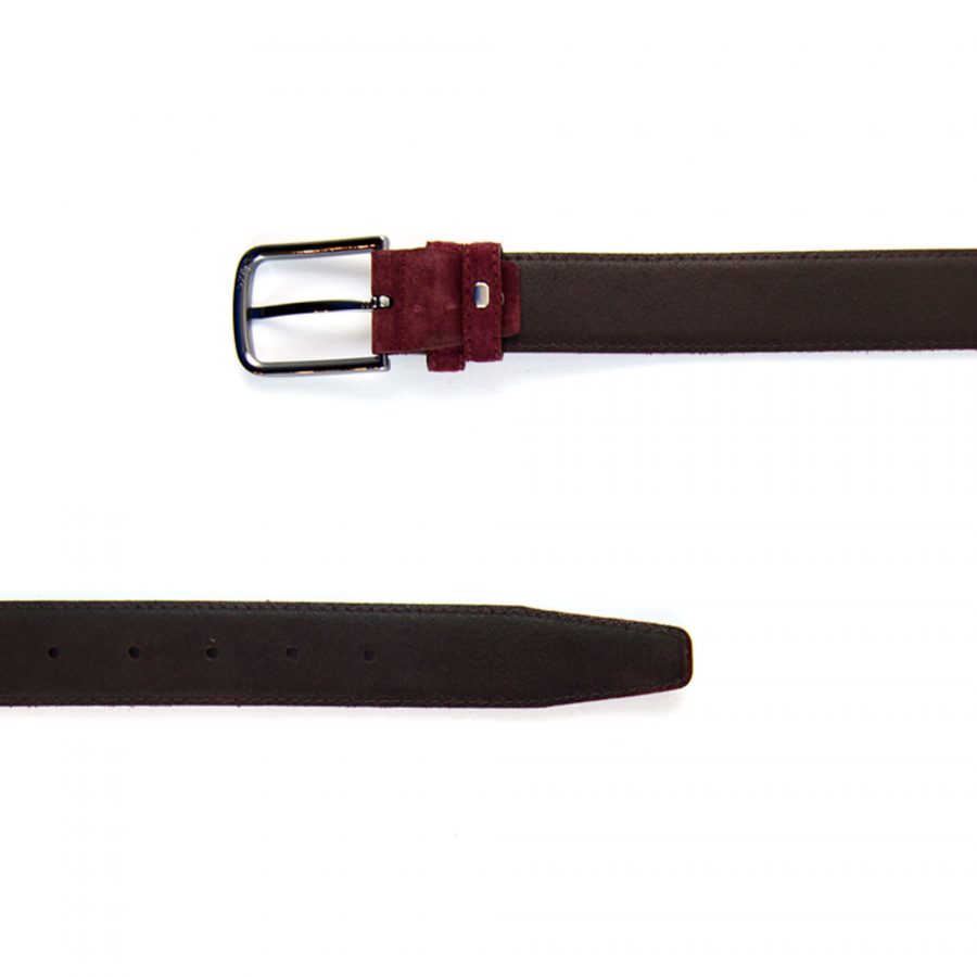 mens burgundy belt genuine suede leather 351035 2