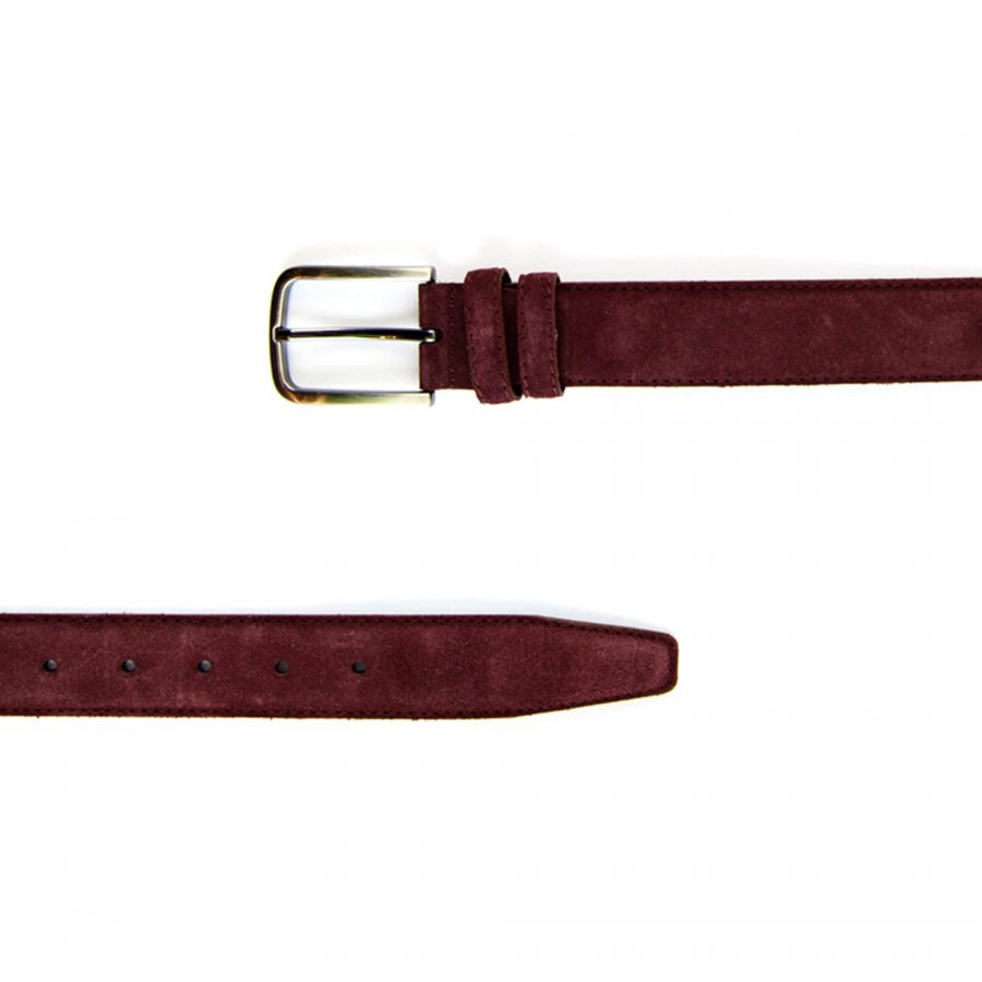 mens burgundy belt genuine suede leather 351035 3