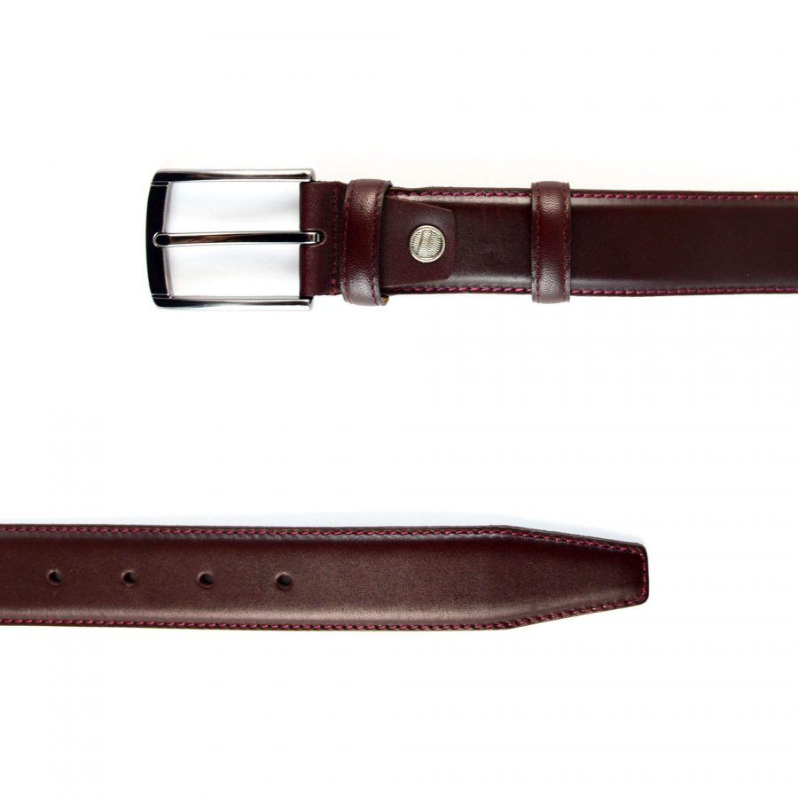 mens burgundy dress belt genuine leather 351073 2