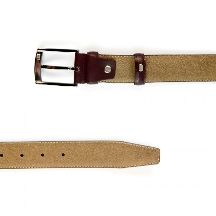 mens burgundy dress belt genuine leather 351073 3