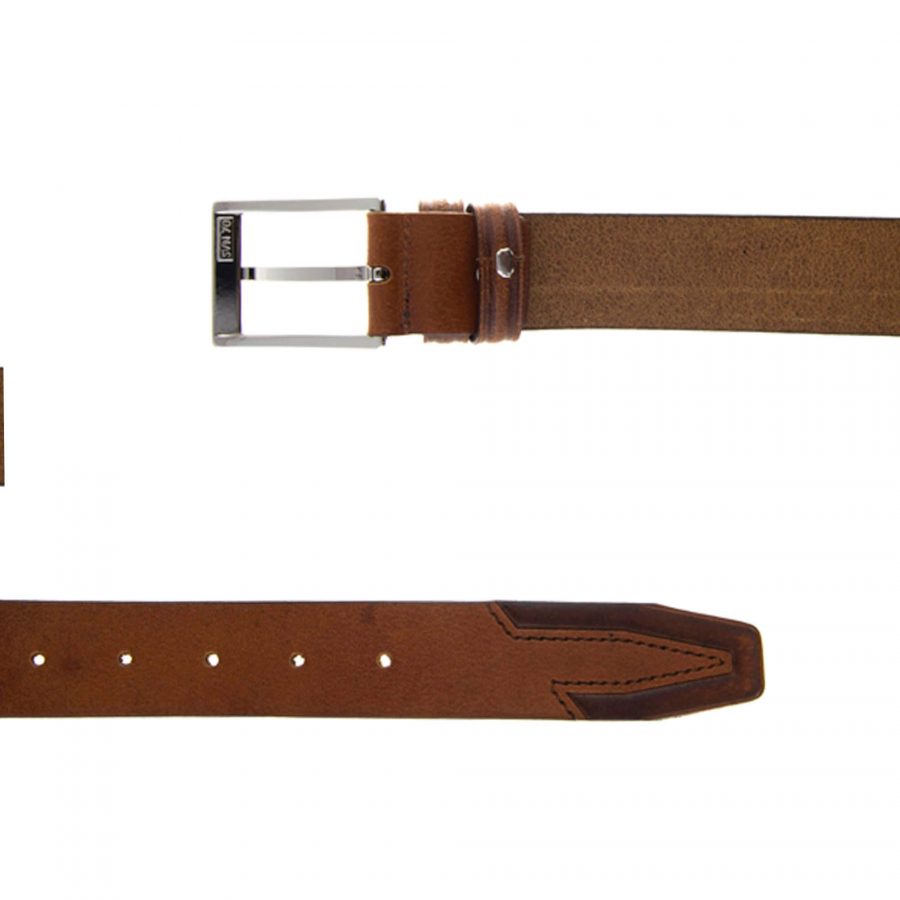 mens cognac leather belt for jeans 351138 3